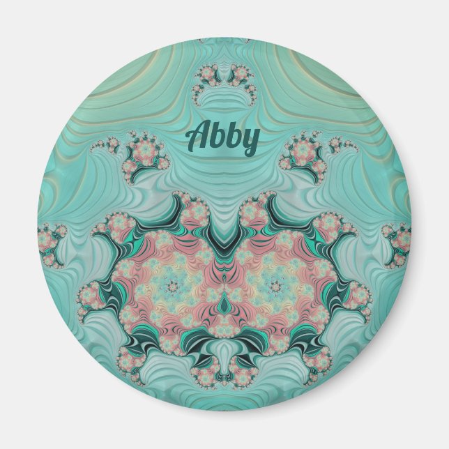 Íman ABBY ~ Pastel Pink e Green ~ Design surpreendente (Frente)
