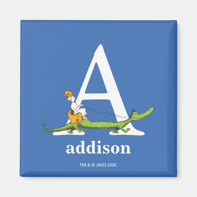 Íman ABC do Dr. Seuss: Letra A - Branco | Adicione seu  (Frente)