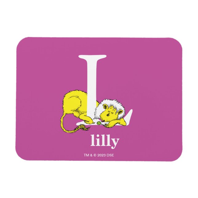 Íman ABC do Dr. Seuss: Letra L - Branco | Adicione seu  (Horizontal)