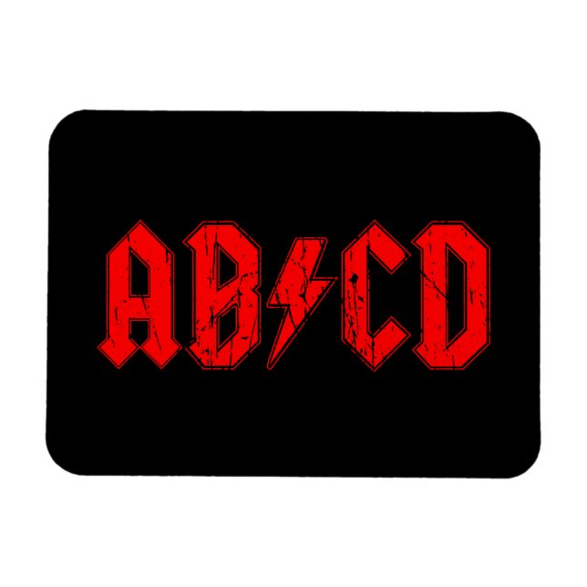 Íman ABCD rock símbolo engraçado falso acdc piada (Horizontal)