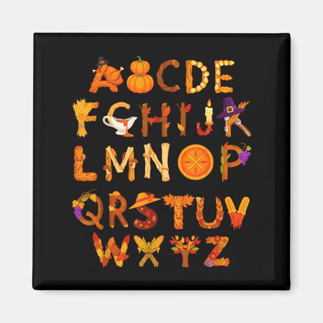 Íman Abcs Learning Kindergarten Teacher Thanksgiving Al (Frente)