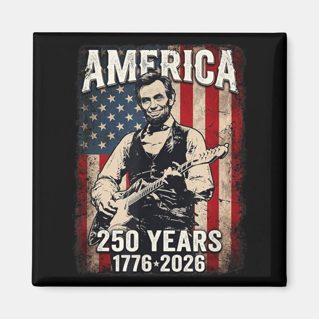 Íman Abe Lincoln Vintage 16º Presidente Tocando Violão (Frente)