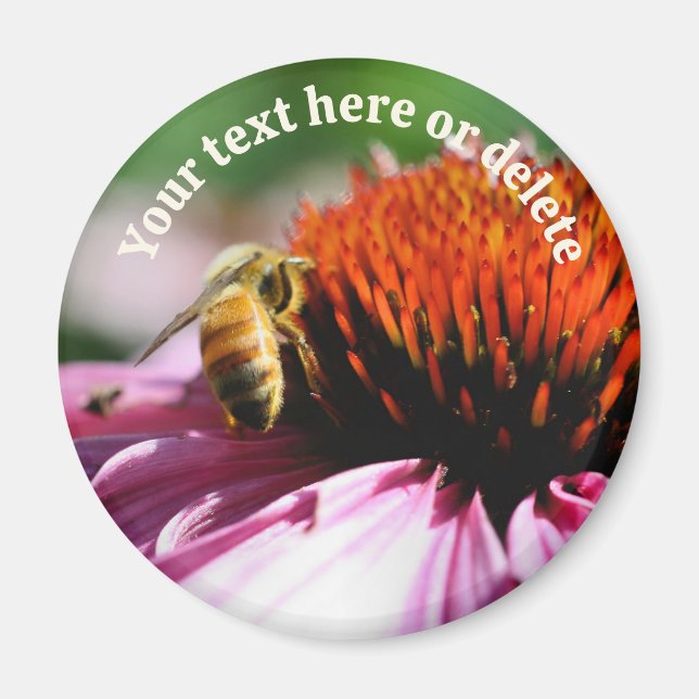 Íman Abeha em Flor de Echinacea Personalizada (Frente)