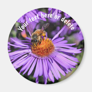 Íman Abeja Em Flor De Áster Roxo Personalizado Natureza