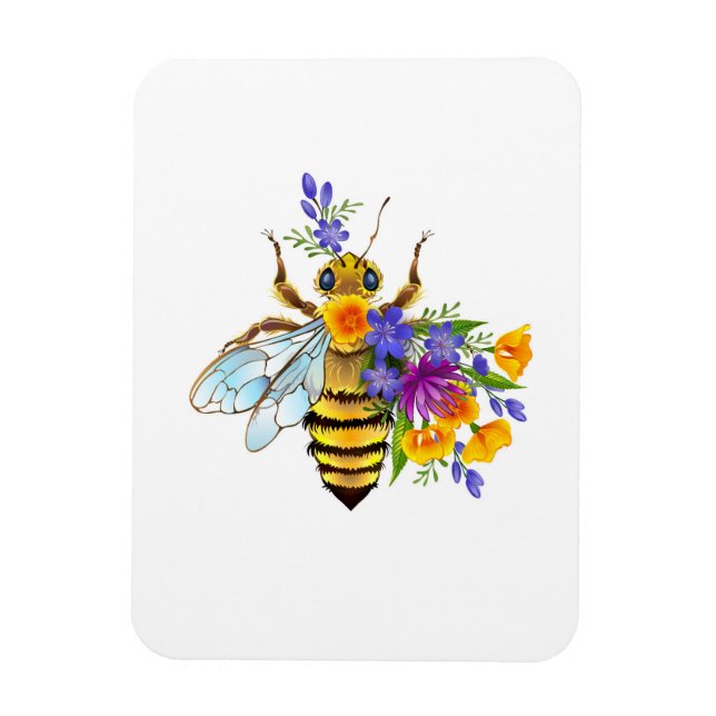 Íman Abeja flor com plantas silvestres (Vertical)