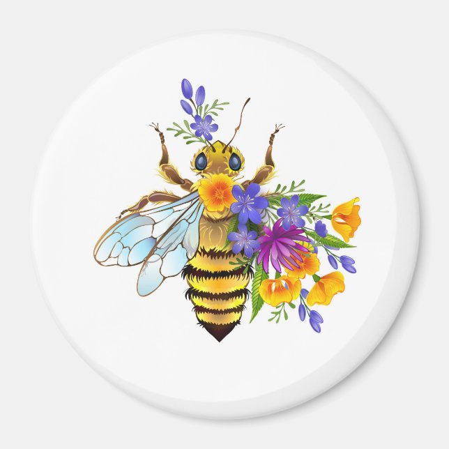 Íman Abeja flor com plantas silvestres (Frente)