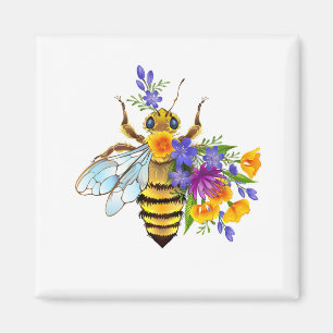 Íman Abeja flor com plantas silvestres