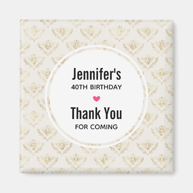 Íman Abelha ouro com padrão coroa Obrigado (Frente)