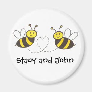 Íman Abelhas de mel com coração com nome personalizad