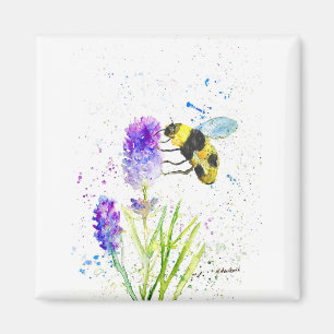 Íman Abelhas-de-vidro e flores aquarela