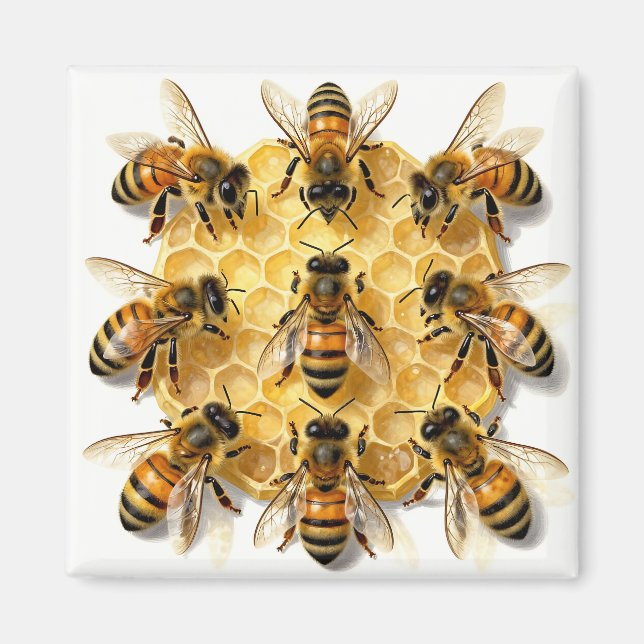 Íman Abelhas em Círculo de Mel Hexagonal (Frente)