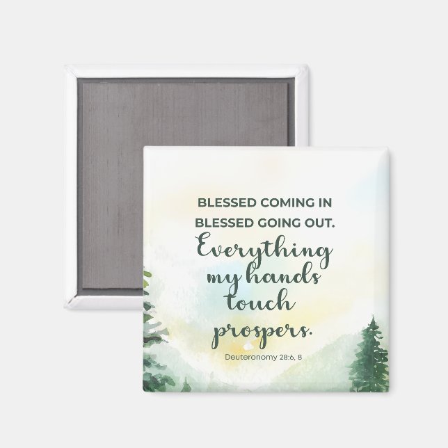 Íman Abençoado Entrando, Saindo Bíblia Verso aquarela (Front/Back)
