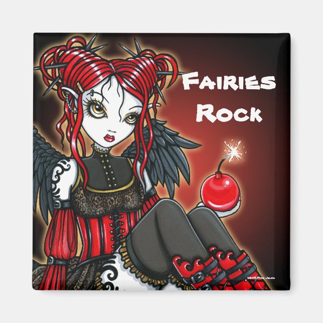 Íman "Abigail" Red Gothic Fire Fairy Angel Magnet (Frente)