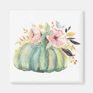 Íman Abóbora azul queda floral aquarela outono elegant