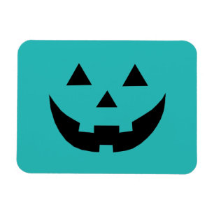 Íman Abóbora cute azul-verde no Halloween engraçado