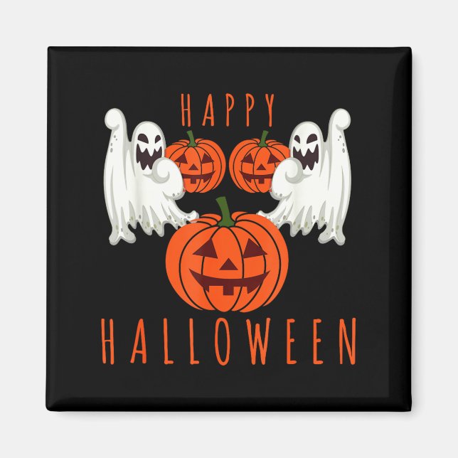 Íman Abóbora de Halloween com fantasmas assustadores ro (Frente)