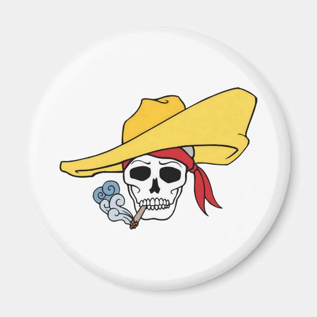 Íman Abóbora de Halloween Fumando Caveira com Bandana C (Frente)