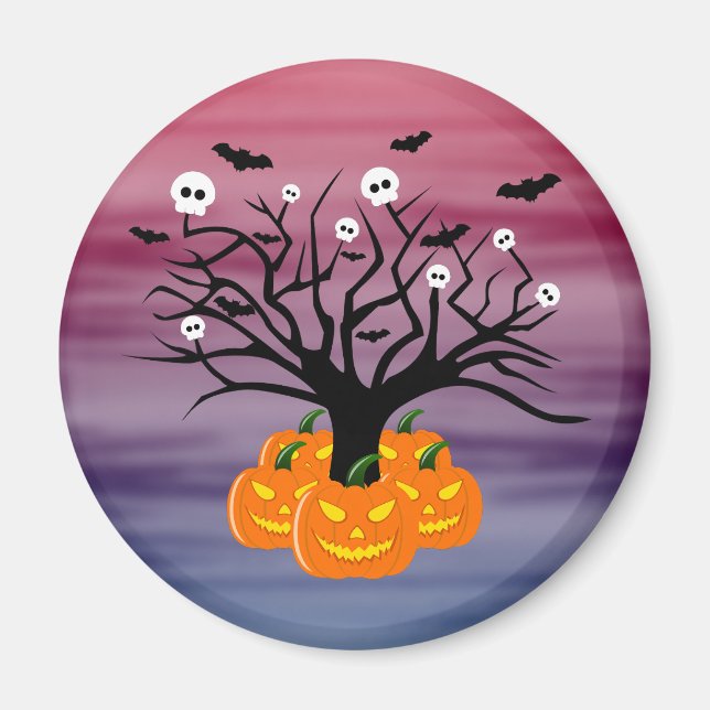 Íman Abóbora de Halloween Jack o' Lanterna Árvore Morta (Frente)