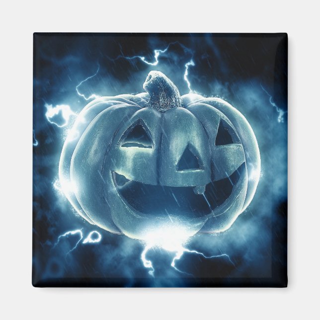 Íman abóbora de Halloween na chuva (Frente)
