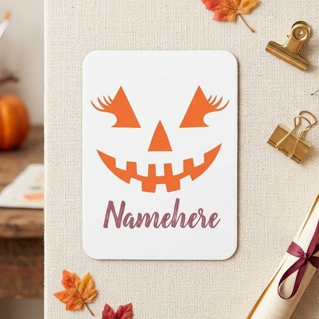 Íman Abóbora de Halloween Personalizada Feminina Jack O (Criador carregado)