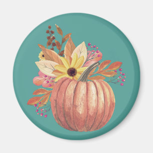 Íman Abóbora-de-outono, laranja-e-lacete floral