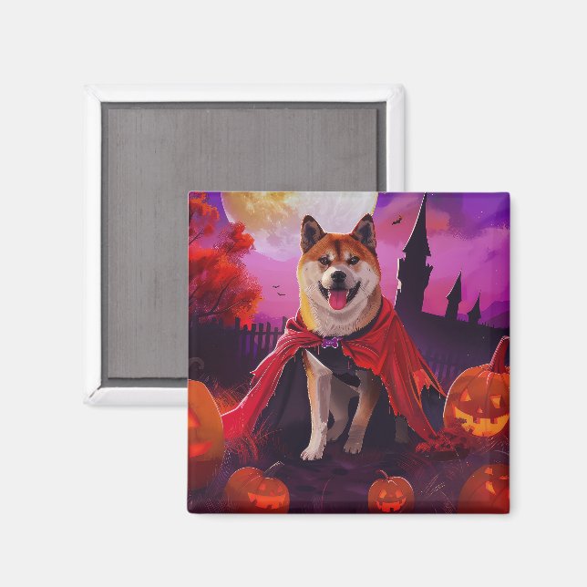 Íman Abóbora de Vampiro Akita do Halloween Assustador (Front/Back)