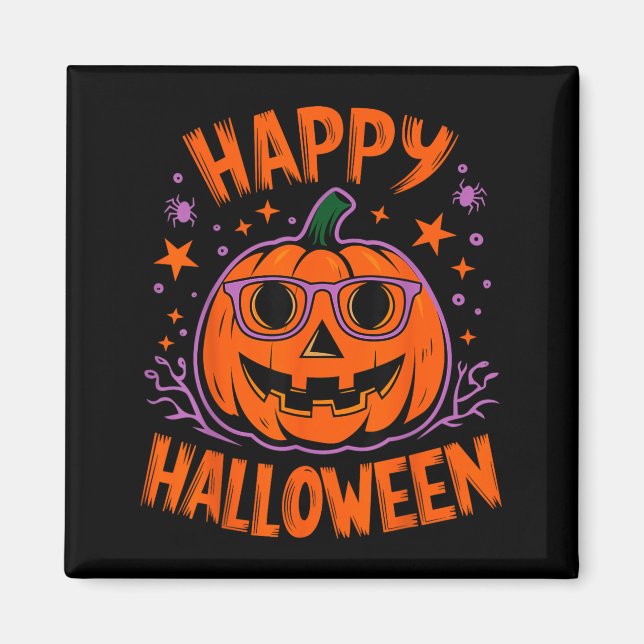 Íman Abóbora Divertida de Halloween Feliz Halloween (Frente)