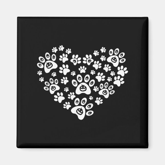 Íman Abóbora engraçada de Halloween Patas de Cachorro - (Frente)