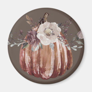 Íman Abóbora floral de outono castanho, terracota, plum