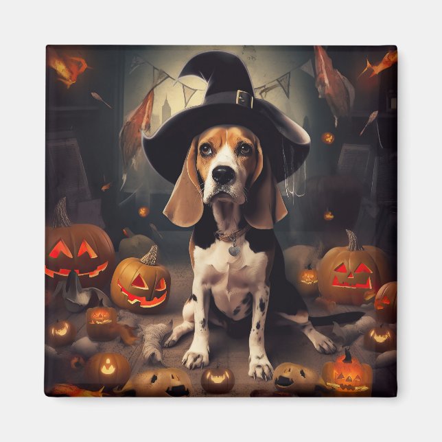 Íman Abóboras Beagle Halloween Assustadoras (Frente)