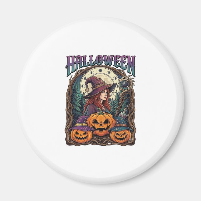 Íman Abóboras de Bruxa de Halloween Fases da Lua_1 (Frente)