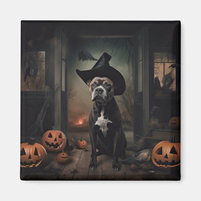 Íman Abóboras de Terrier Staffordshire no Halloween Ass (Frente)