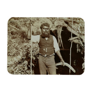 Íman Aborígene com um Bumerangue, c.1860s (foto do