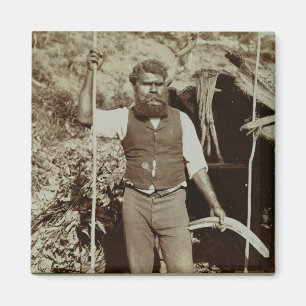 Íman Aborígene com um Bumerangue, c.1860s (foto do
