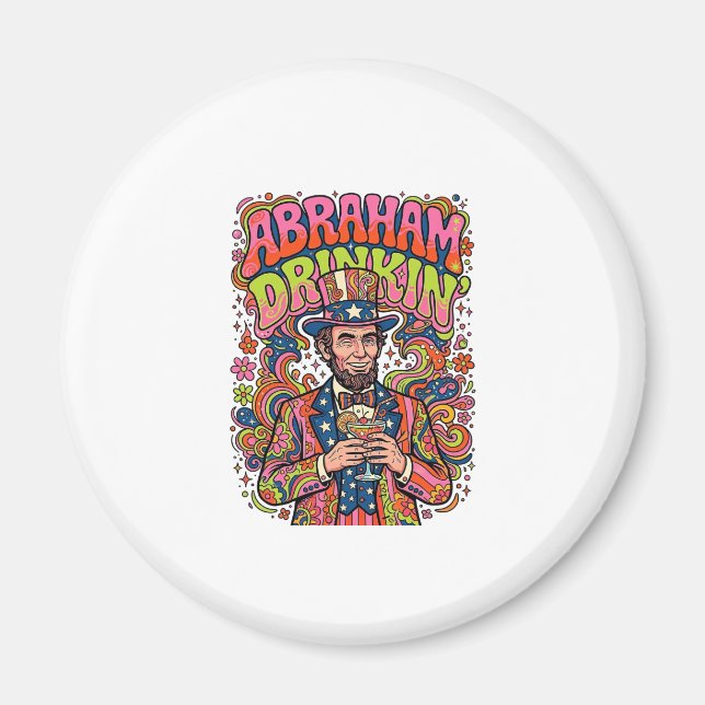 Íman Abraão Patriótico Bebendo Retro (Frente)