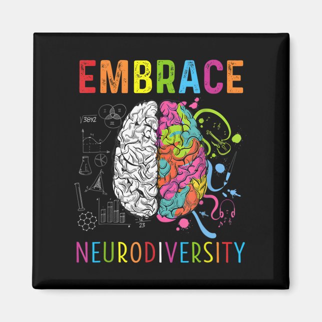 Íman Abraçar Neurodiversidade Cérebro Embraçar Autismo  (Frente)