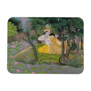 Íman Abraço de Radha e de Krishna em um bosque da