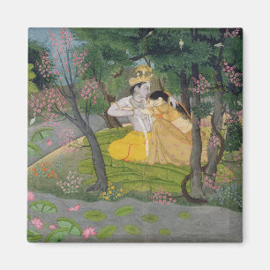 Íman Abraço de Radha e de Krishna em um bosque da