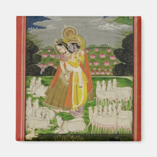 Íman Abraço de Radha e de Krishna em um landscap