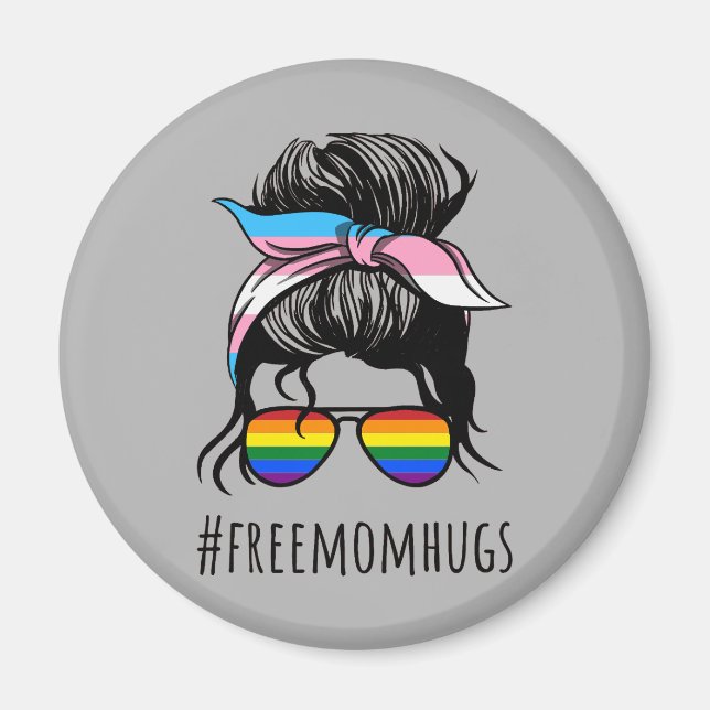 Íman Abraços Grátis da Mamãe IV - Arco-íris Transgay co (Frente)