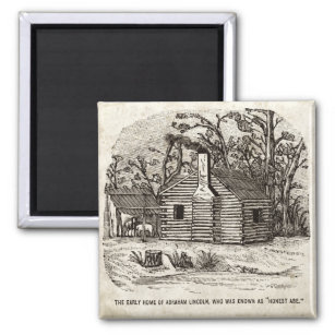 Íman Abraham Lincoln Log Cabin Magnet Histórico