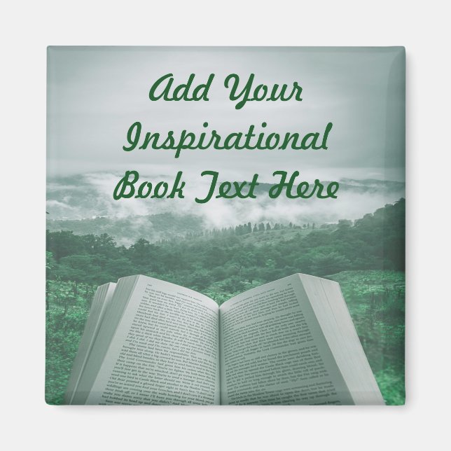 Íman Abrir Livro Personalizar Árvores Verde de Texto (Frente)