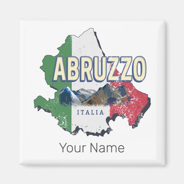 Íman Abruzzo Itália - Região Retro Mapa Vintage Souveni (Frente)