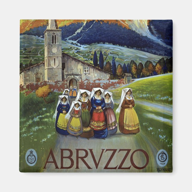 Íman Abruzzo Itália Viagens vintage de Poster Arte com  (Frente)