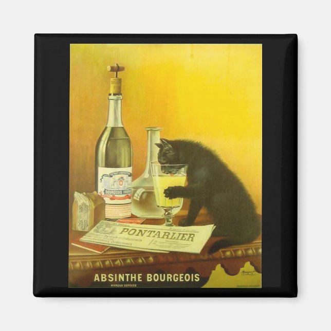 Íman Absinthe Bourgeois e Cat Fine Poster vintage (Frente)