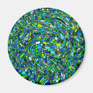 Íman Abstract Design Blue Green Waves Shapes