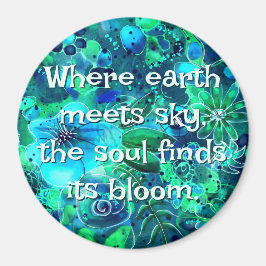 Íman Abstract Floral Teal Blue Green Personalized