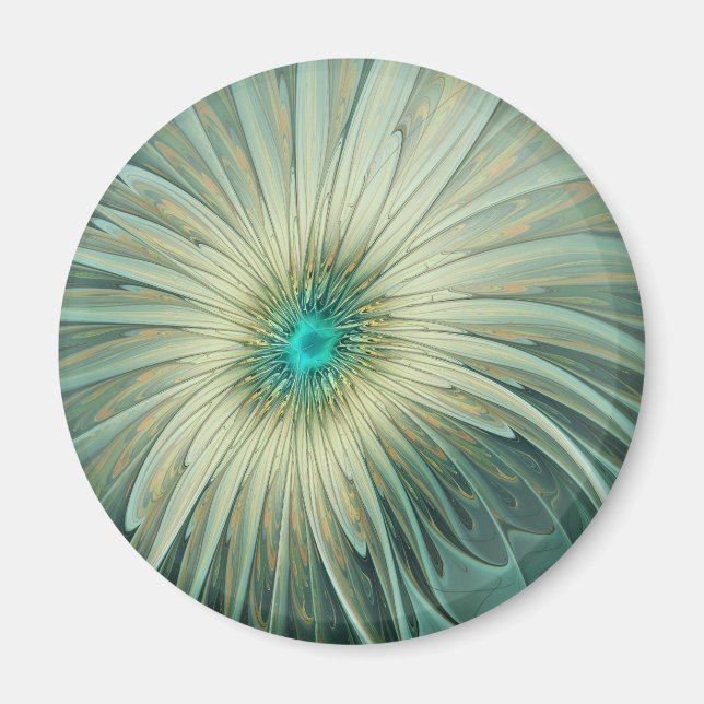 Íman Abstract Sage Green Fantasy Flower Fractal Art (Frente)