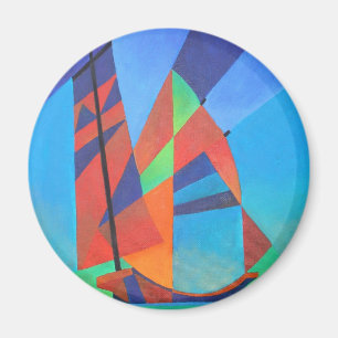 Íman Abstrato Art Junk Boat Contra Céu Azul Profundo