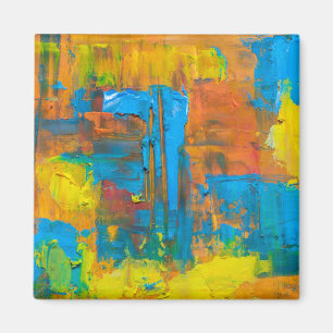 Íman Abstrato Art Multicolor Laranja-Abstrato acrílico